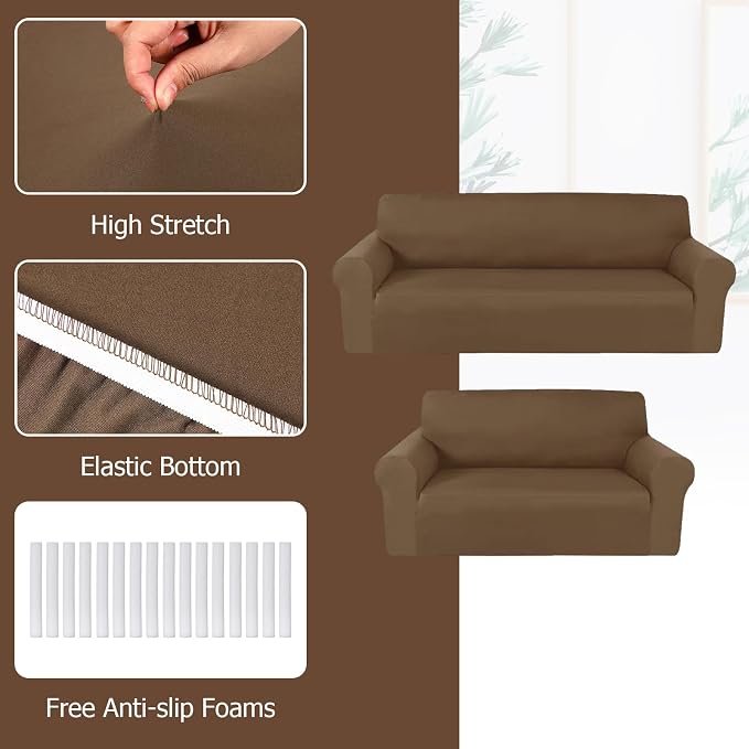 Peryiter 2 Pcs Sofa Covers Couch and Loveseat Covers Set Stretch Sofa Slipcover - Image 4