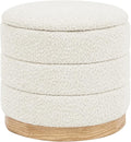 Round Storage Ottoman with Reversible Tray Lid, Folding Chenille Fabric by ZOLANOful