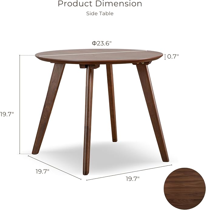Furniture of America Callum Mid-Century Modern Solid Wood 2 Piece Brown Round - Image 3