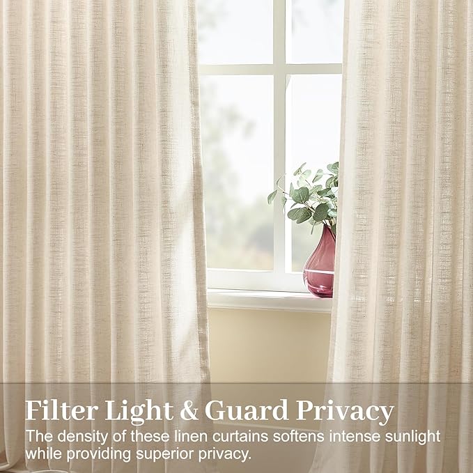 Extra Wide Pinch Pleated Linen Curtains - Image 2