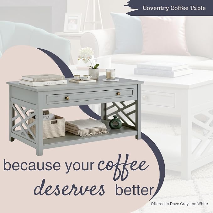Alaterre Furniture Coventry Classic 36-Inch Wood Coffee Table - Image 3