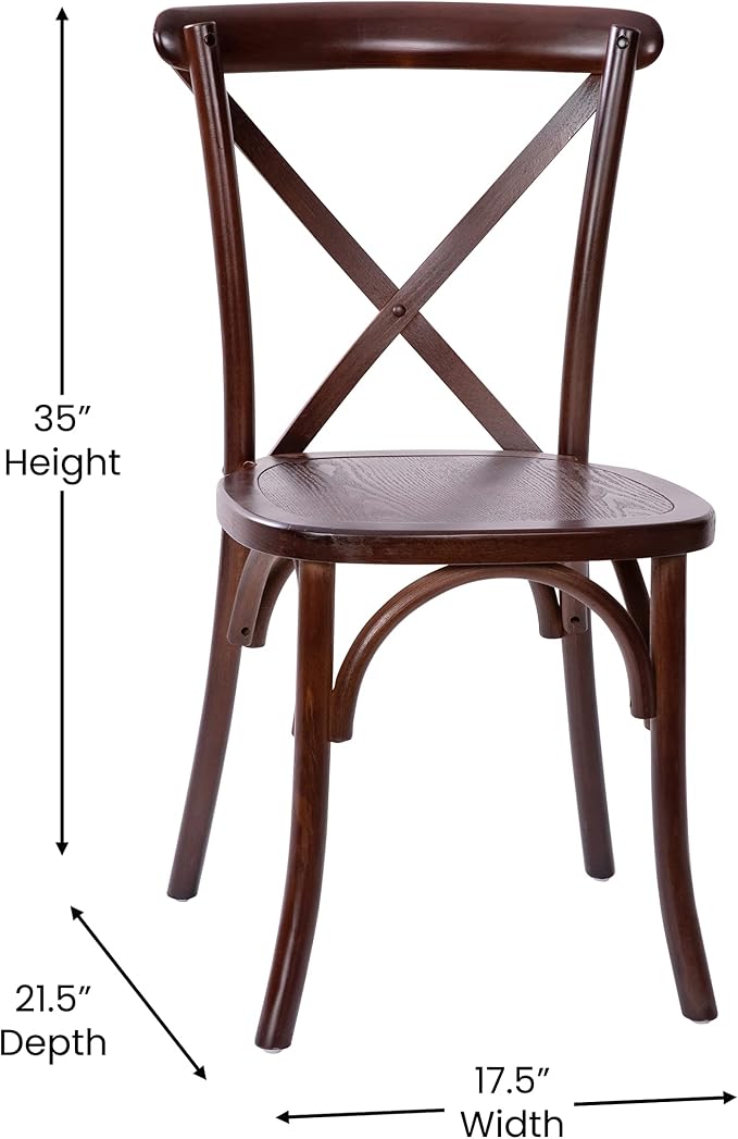 EMMA + OLIVER Walnut X-Back Chair - Image 3