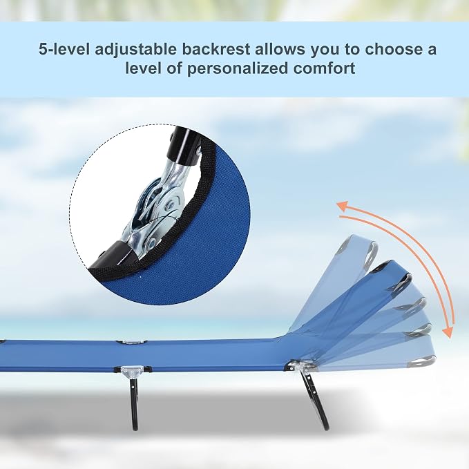 Outsunny Folding Chaise Lounge Pool Chairs, Outdoor Sun Tanning Chairs - Image 4