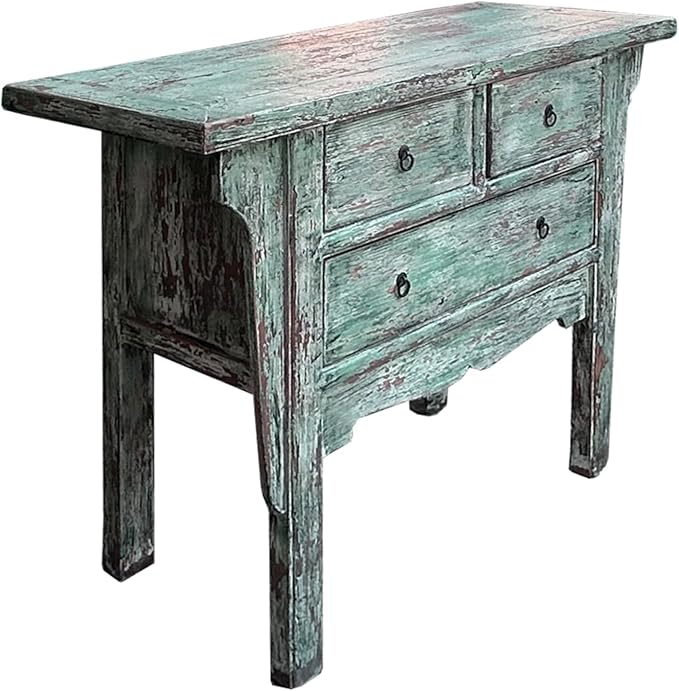 Vintage Distressed Pastel Green Marks Drawers Credenza Side Table Cabinet - Image 3