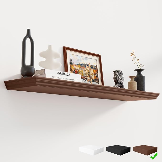 Fun Memories Floating Shelves 40 Inch Long, 9.3 Inch Deep Classic Crown Molding by FunMemories