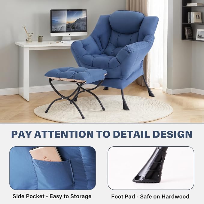 Tiita Lazy Chair with Ottoman, Comfy Leisure Sofa Armchair with Ottoman - Image 5