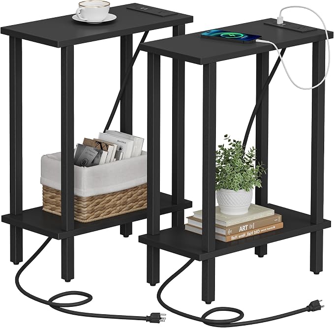 TUTOTAK Small End Table with Charging Station, Narrow Side Table with USB Ports by ChoosetutotakFurnitureBuildYourCozyHome
