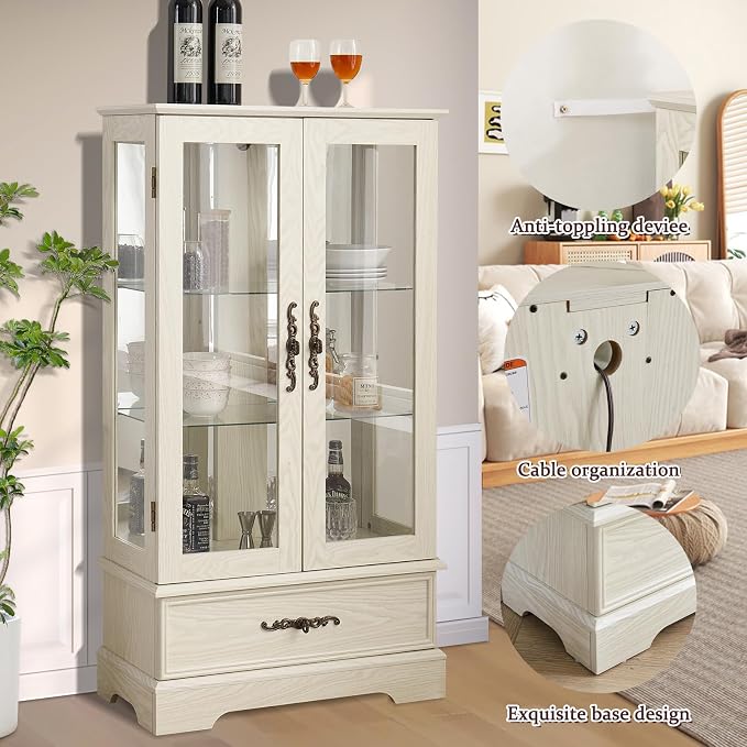 Lighted Glass Curio Display Cabinet - Image 4
