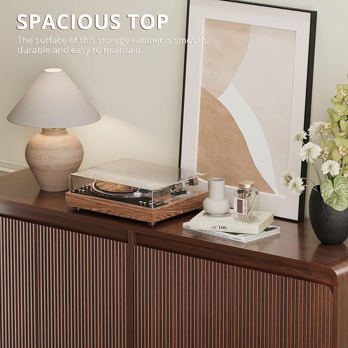 FURSUN 61" Modern Fluted Sideboard Buffet Cabinet - Image 6