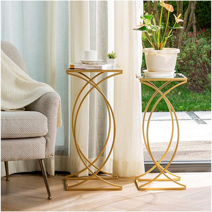 Glitzhome Nesting Side Tables, Coffee Tables Decorative Accent Tables by Glitzhome