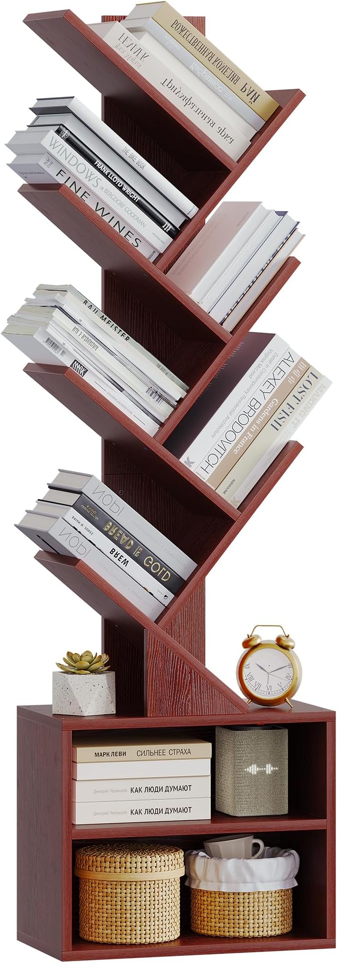 SUNMORY 6 Tier Tree Bookshelf, Tall Bookcase - Image 8