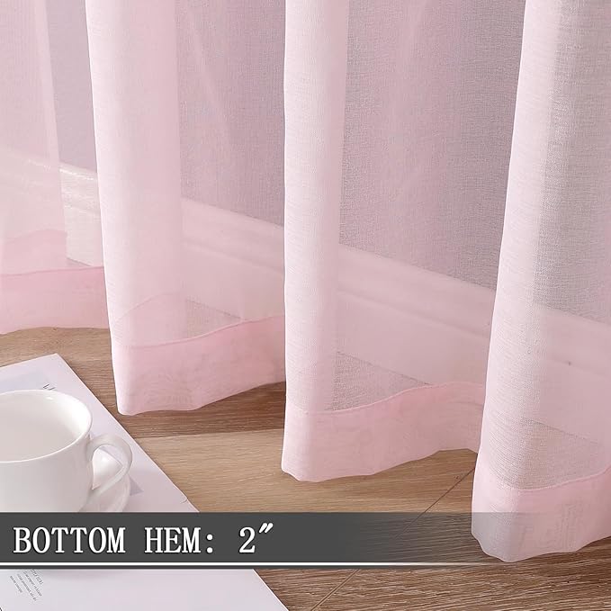 Tollpiz Sheer Curtains Bedroom Linen Textured Curtain Sheers Light Filtering - Image 4