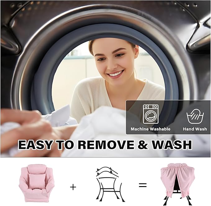 Lazy Chair for Living Room, Large Pink Accent Chair - Image 8
