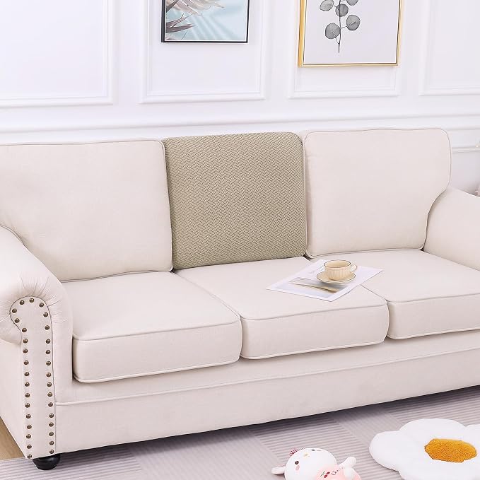 Smiry Waterproof Couch Cushion Covers, Stretch Jacquard Thick Sofa Cushion - Image 5
