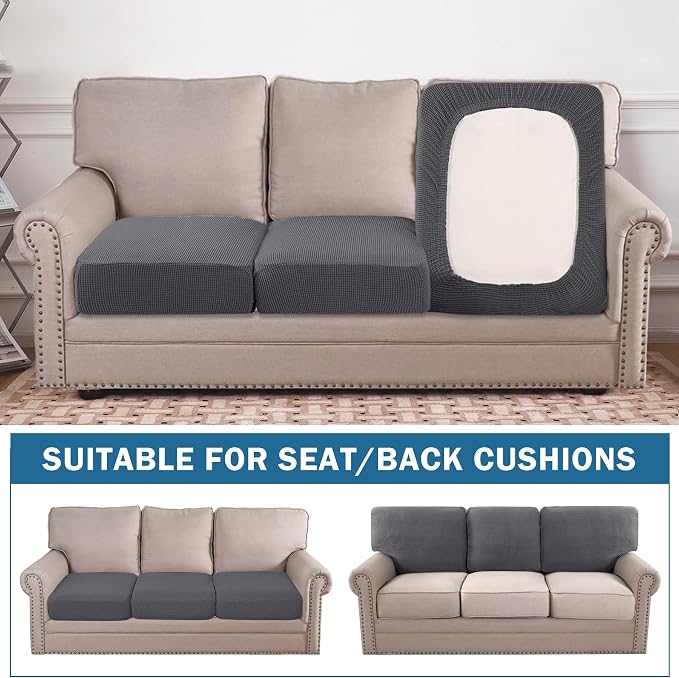 Water Repellent Couch Cushion Cover 3 Pieces Sofa Seat Cushion Covers, Stretch - Image 3