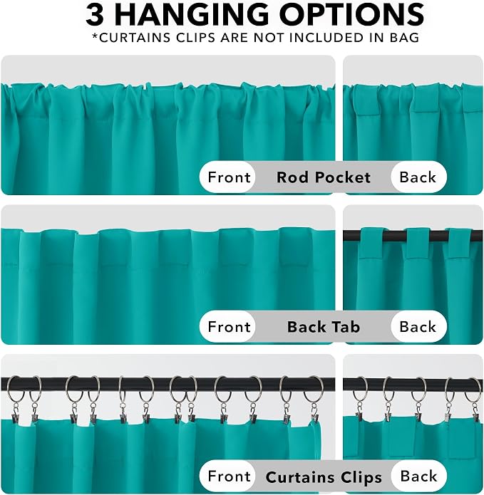 Deconovo Blackout Curtains, Thermal Insulated, W42 x L72 2 Panels, Back Tab - Image 2