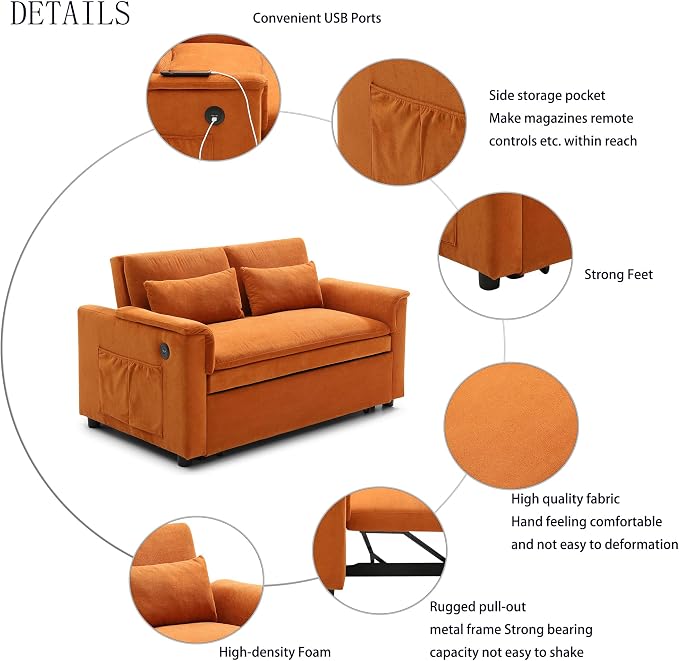 55.5" Small Sleeper Sofa Couch - Image 7