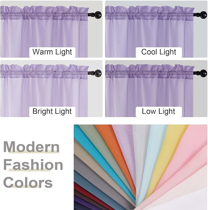Lavender Sheer Curtain for Bedroom Living Room 78 Inches Long 2 Panels Set - Image 7