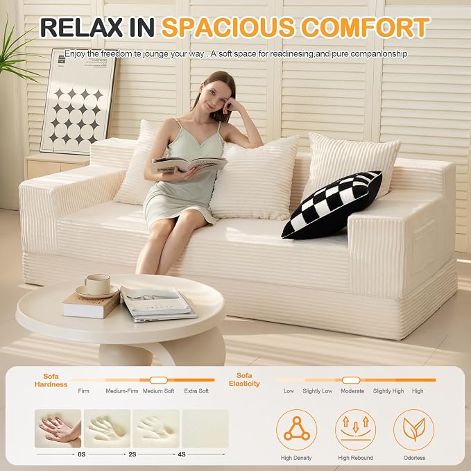 Erament Convertible Futon Sofa Bed Couch, Compression Boneless Floor Couch Sofa - Image 5
