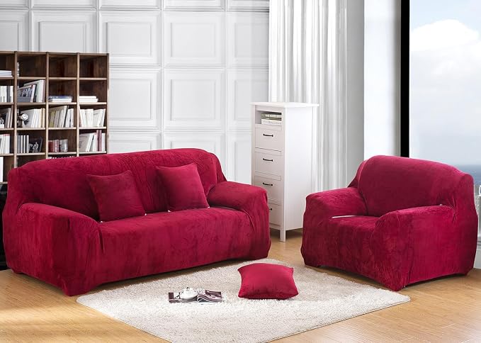 vctops 1-Piece Velvet Plush Stretch Sofa Slipcover - Image 2