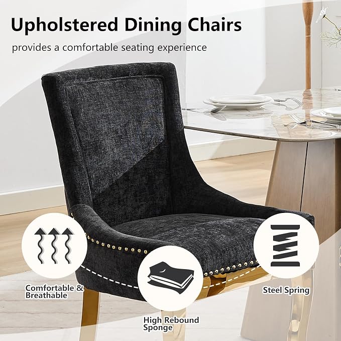 Upholstered Dining Chairs Set of 2, Modern Fabric Side Chairs - Image 4