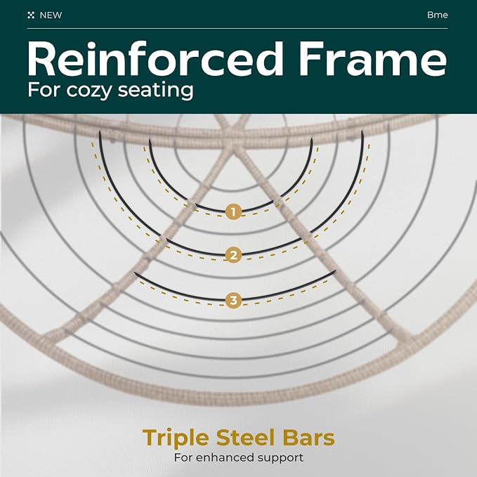 Bme Metal Oversized Swivel Papasan Chair, Living Room Chair - Image 3