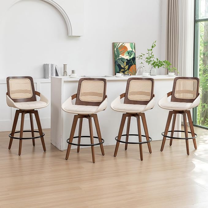 Set of 4 Mid Century Modern Counter Stools by KUNZENTLIVING