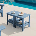 SERWALL 2-Tier HDPE Outdoor Side Tables Set of 2, Weatherproof Rectangular by SERWALL