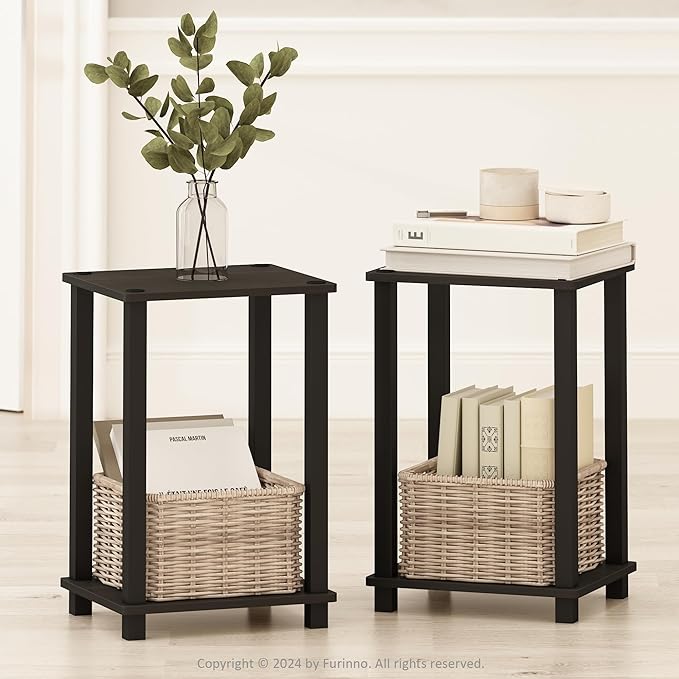 Furinno Simplistic Night Stand Set of 2, 2-Tier Small Nightstand - Image 4