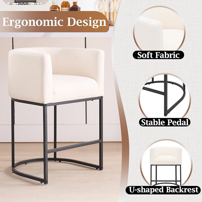 ClinQ 26" H Counter Height Bar Stools Set of 1, Modern Barrel Counter Stools - Image 3
