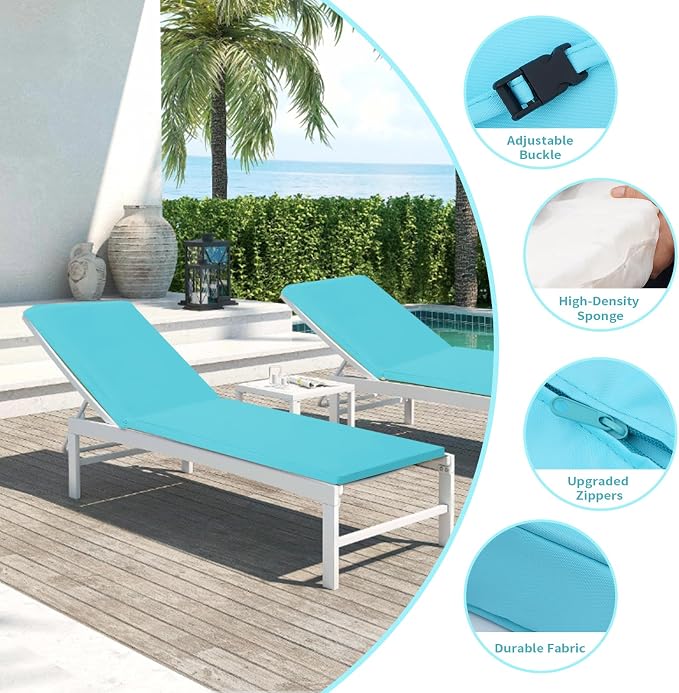 Outdoor Chaise Lounge Cushions for Patio, Lounge Chair Cushions, Waterproof - Image 3
