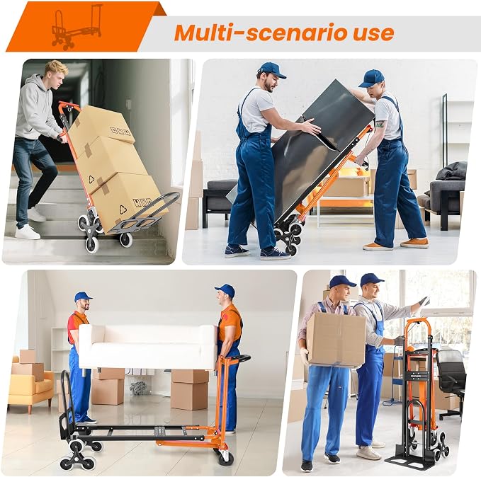 4-in-1 Hand Truck Dolly Heavy Duty Industrial Convertible, 1000 LBS Stair - Image 6