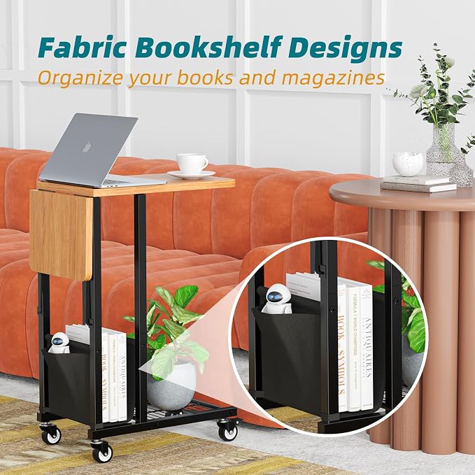 Simple Trending C Shaped End Table, Folding TV Tray Couch Side Table - Image 4