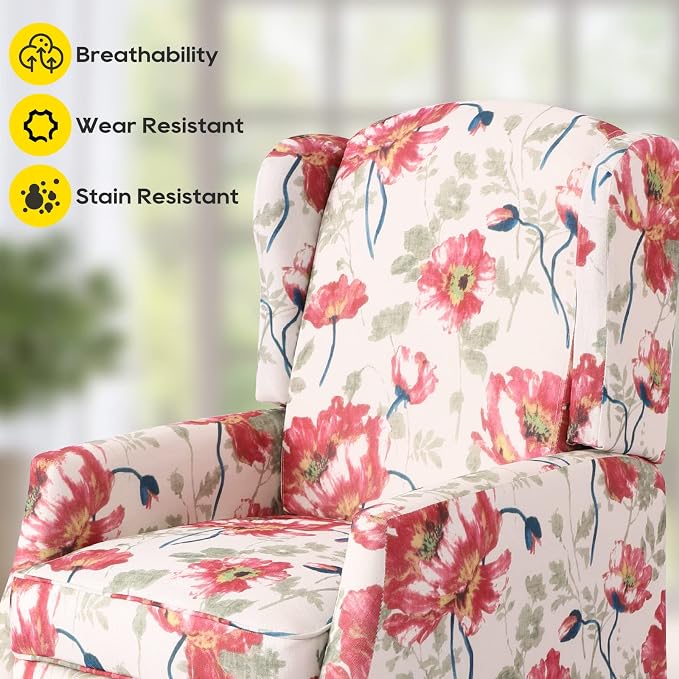 Upholstered Wingback Recliner Chair, Traditional Push Back Recliner - Image 7