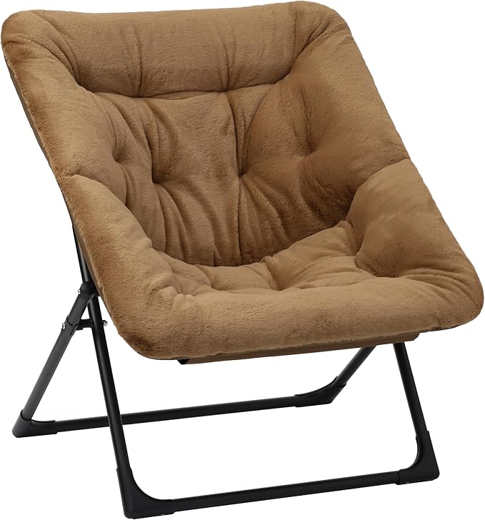 Comfy Saucer Chair for Adults, Soft Faux Fur Bedroom Chair, Accent Dorm Chairs by MordchilHF