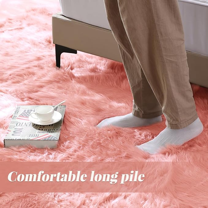 ORINOVA Pink Area Rugs 8x10 Shag Large Washable Rugs - Image 2