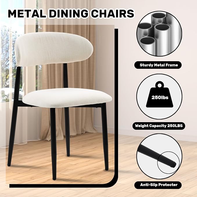 UVV Dining Chairs Set of 4, Metal Kitchen Chairs - Image 8