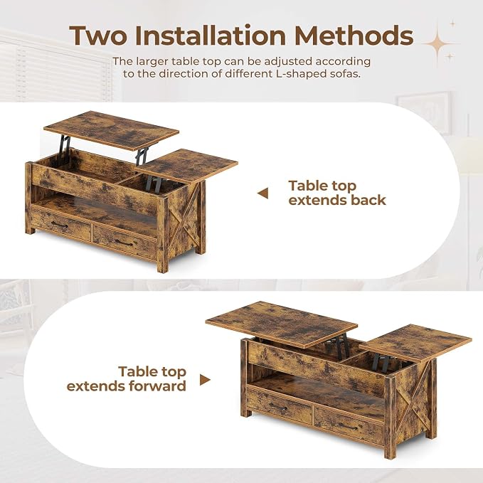 Seventable Coffee Table, 39.3" Lift Top Coffee Table - Image 5