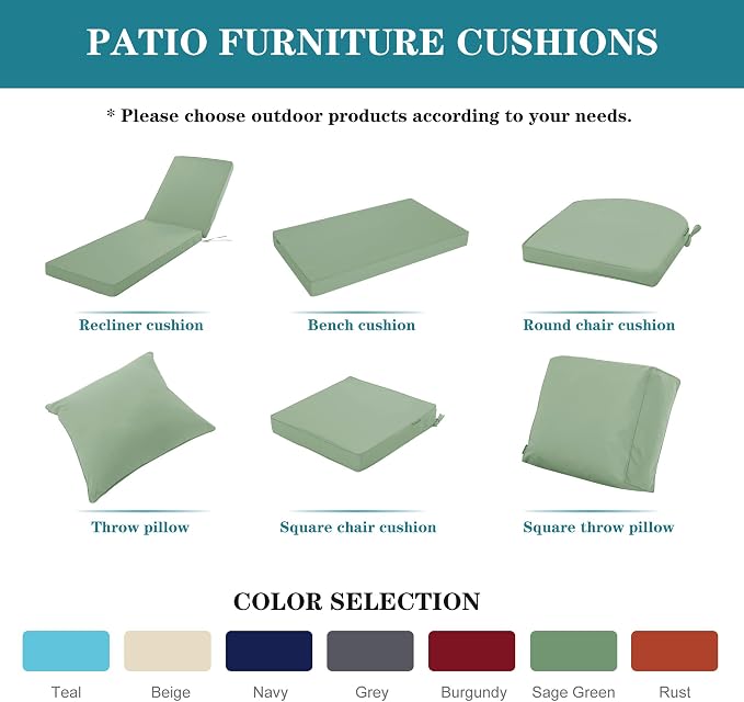 Outdoor Chaise Lounge Cushion Set of 2, Fadesafe Water-Repellent Lounge Deck - Image 9