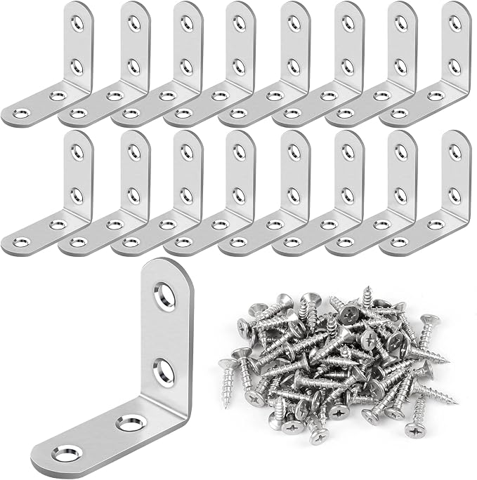 16 Pcs L Bracket Stainless Steel Corner Brace Sets, 90 Degree Right Angle - Image 8