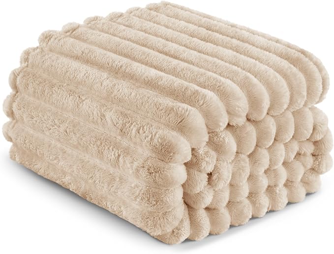 Exclusivo Mezcla Twin Size Flannel Fleece Blanket, Super Soft Striped Jacquard - Image 6