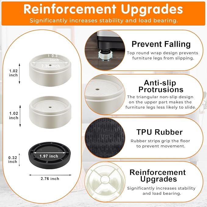 Furniture Risers Bed Risers Heavy Duty 1 inch, 2 inch, 3 inch, 4 inch Round - Image 3