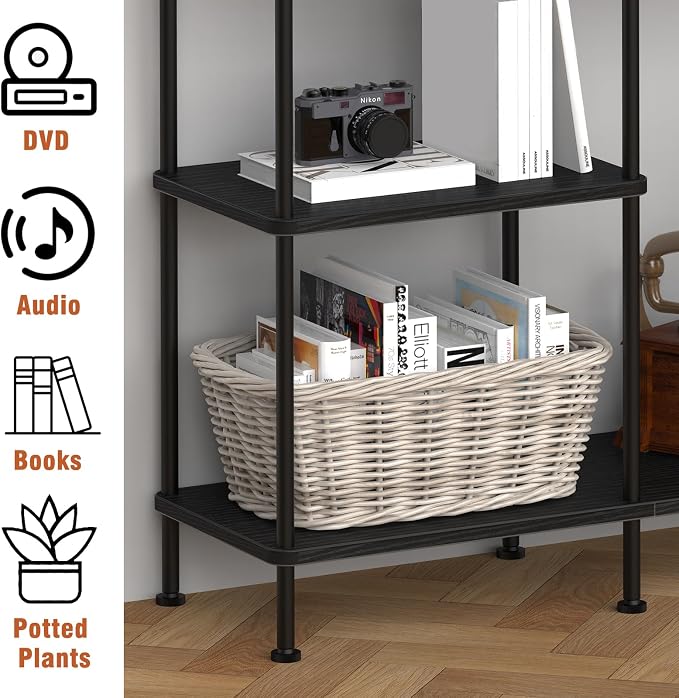 ETELI Tall Black TV Stand with Storage Small Entertainment Center - Image 5