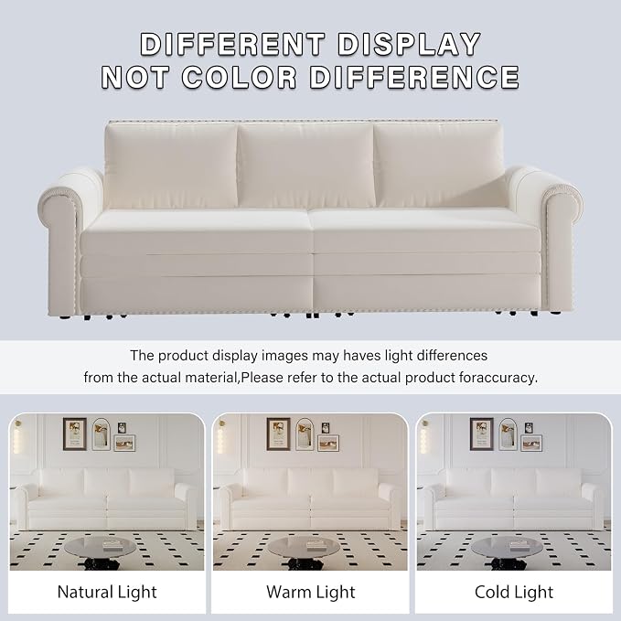 3 in 1 Convertible Sleeper Sofa Bed, 93.7" King Size Sofa Sleeper - Image 8