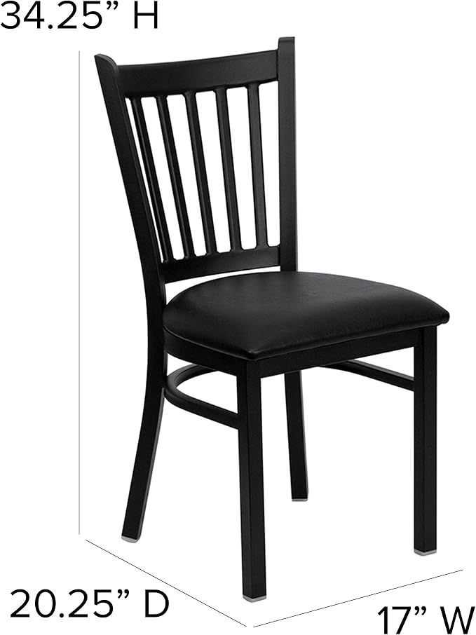 Flash Furniture HERCULES Series Black Vertical Back Metal Restaurant Chair - Image 3