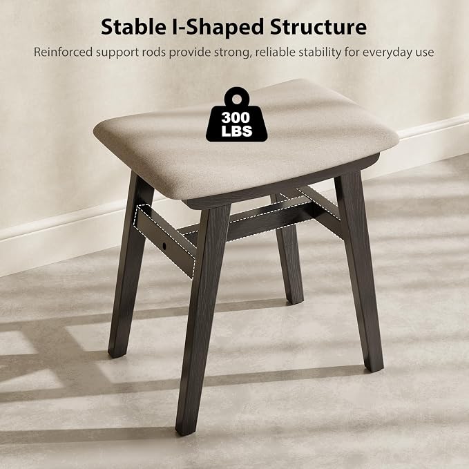 Muwuele Solid Wood Vanity Stool, Compact Makeup Chair - Image 6