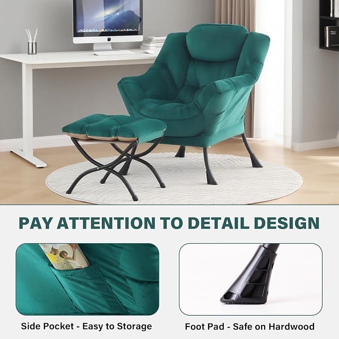 Tiita Lazy Chair with Ottoman, Comfy Leisure Sofa Armchair with Ottoman - Image 5
