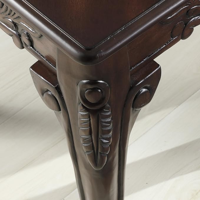 Roundhill Furniture Traditional Ornate Detailing Wood End Table, Dark Cherry - Image 6
