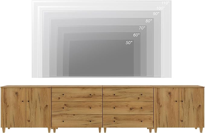 WAMPAT TV Stand Cabinets for 120+ Inches TVs, 4-in-1 Wood Media Console Table - Image 4