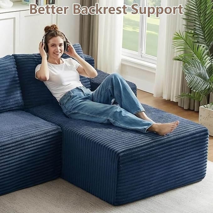 96" Cloud Sectional Couch with L-Shape Chaise, Modular Comfy Sofa Chaise Longue - Image 6